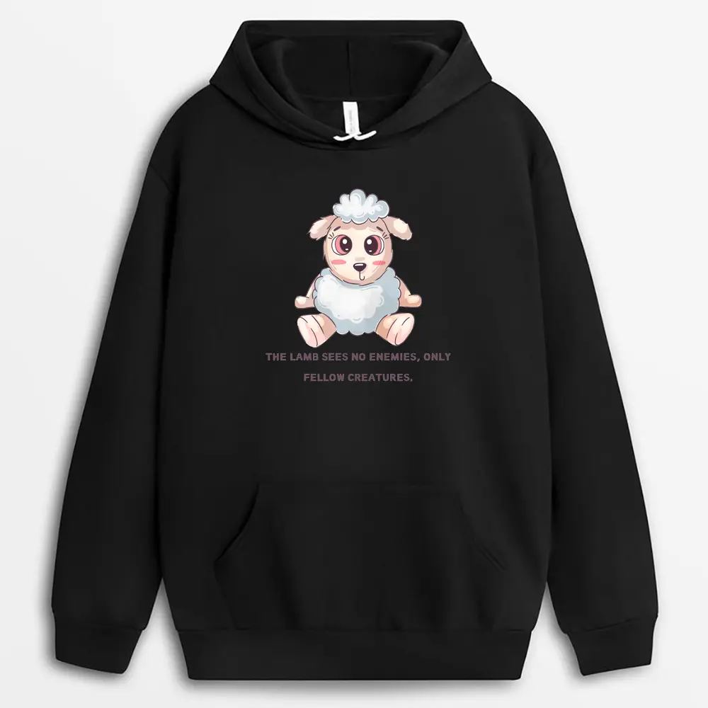 The Lamb Sees No Enemies Only Fellow Creatures Viexgap Hoodie - Black