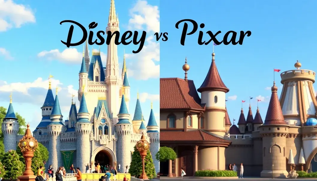 A combined image of Disney's enchanting kingdoms and Pixar's dynamic world.